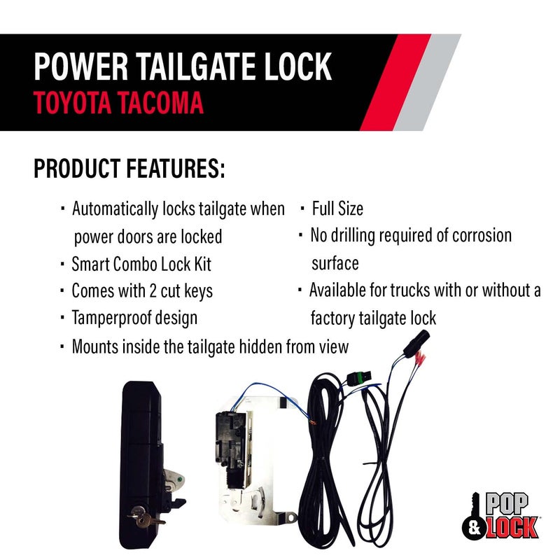 Pop & Lock PL8550 Black Power Tailgate Lock for Toyota Tacoma (Smart Lock Combo) - Image 3